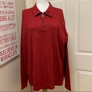 EUC Faconnable Red Quarter Zip Sweater Shirt,‎ XL